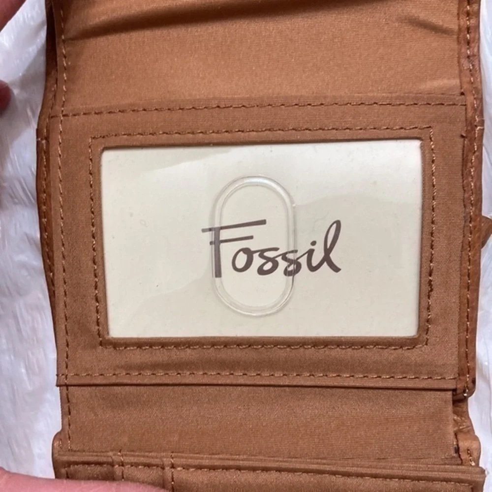 Fossil brown leather patchwork wallet